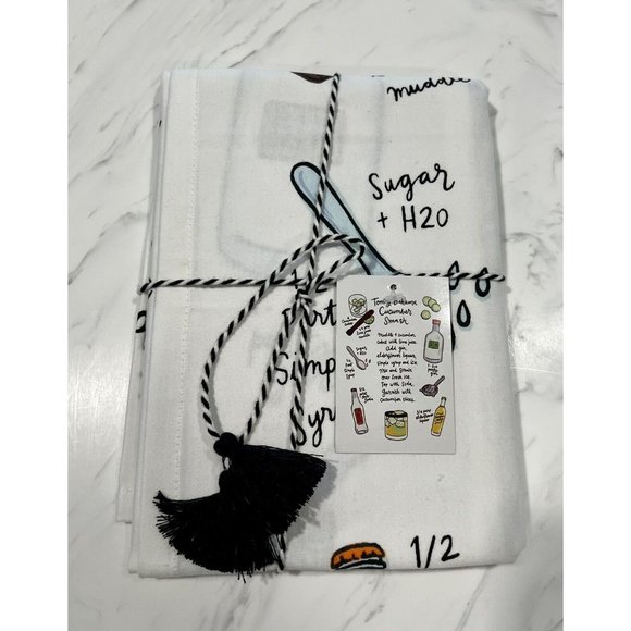 Tommy Bahama Kitchen Tea Towel Cucumber Smash Recipe 17"x26” Bar Ware Cotton NWT - Picture 5 of 6